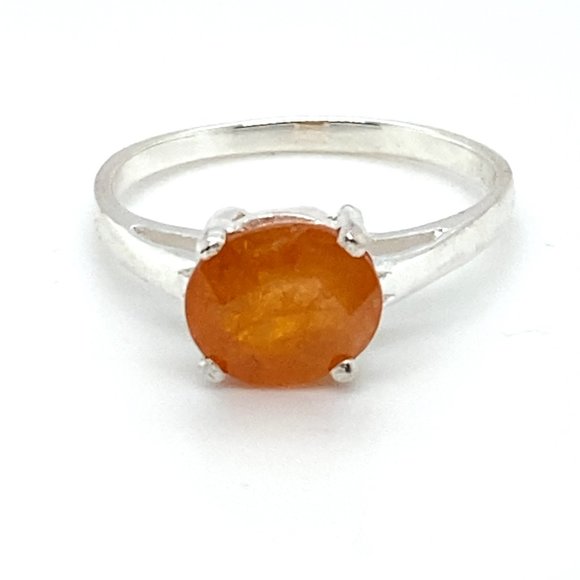 Mandarin Spessartine 2.45ct Platinum Finish Solid 925 Sterling Silver Ring - Picture 3 of 6